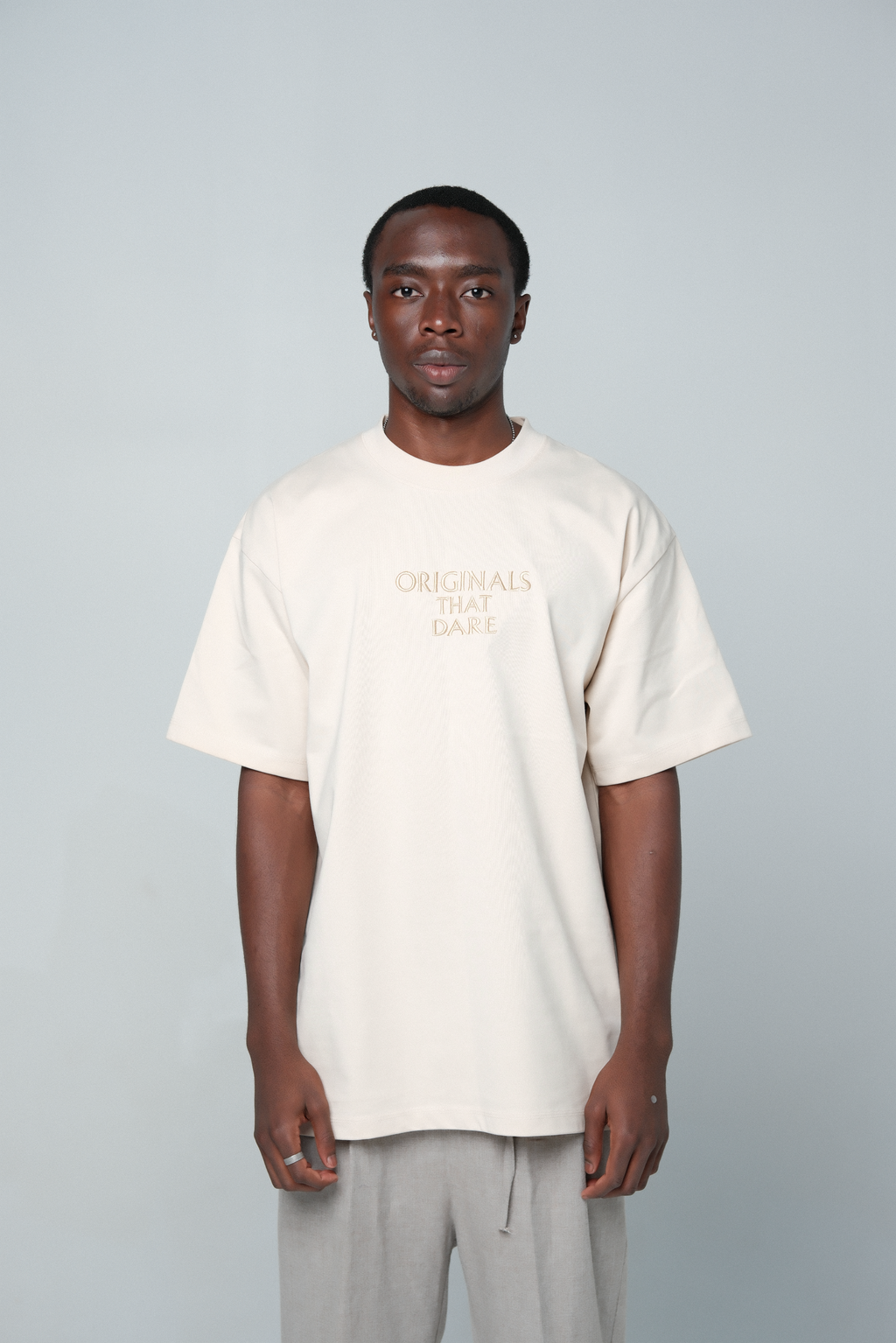 OTD Premium Embroidered Tee Beige